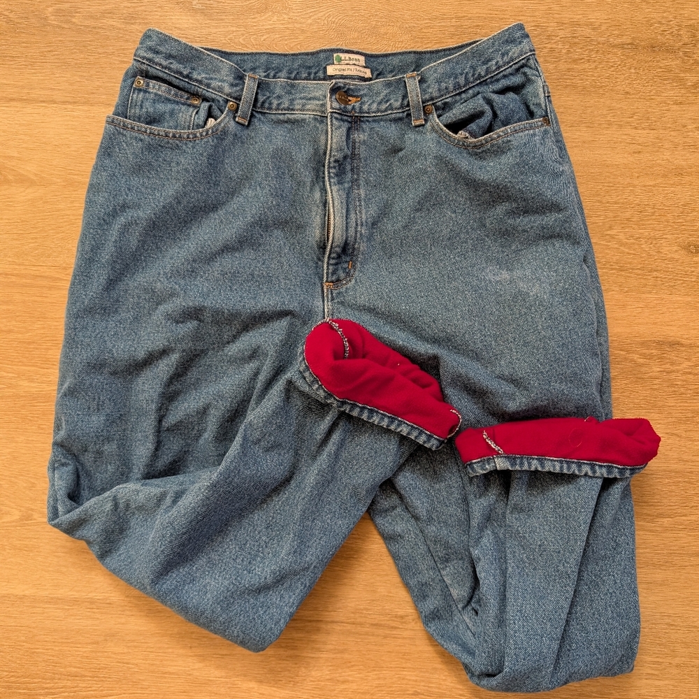 vintage LL Bean Fleece Lined Jeans Size 18